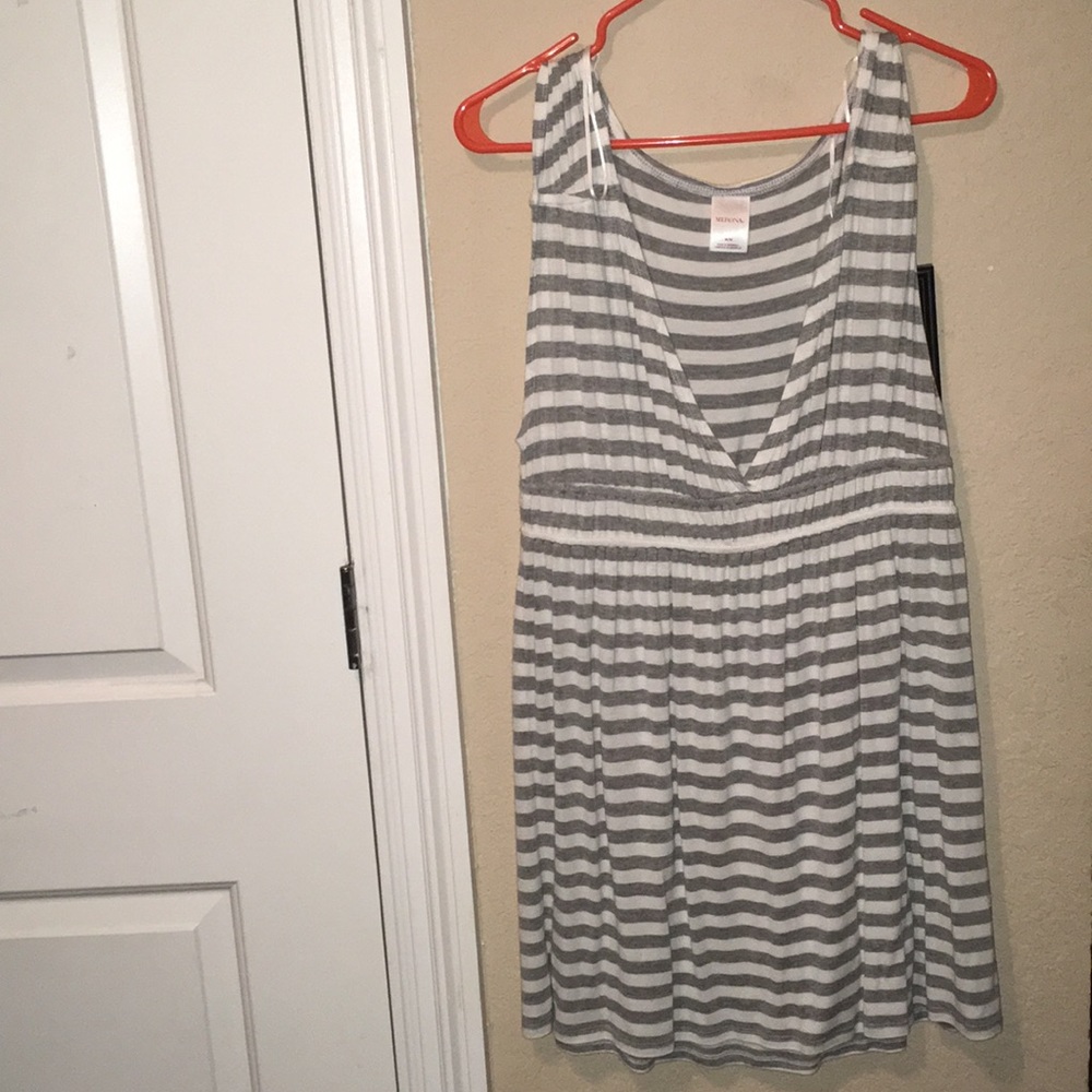 Grey & white stripped dress